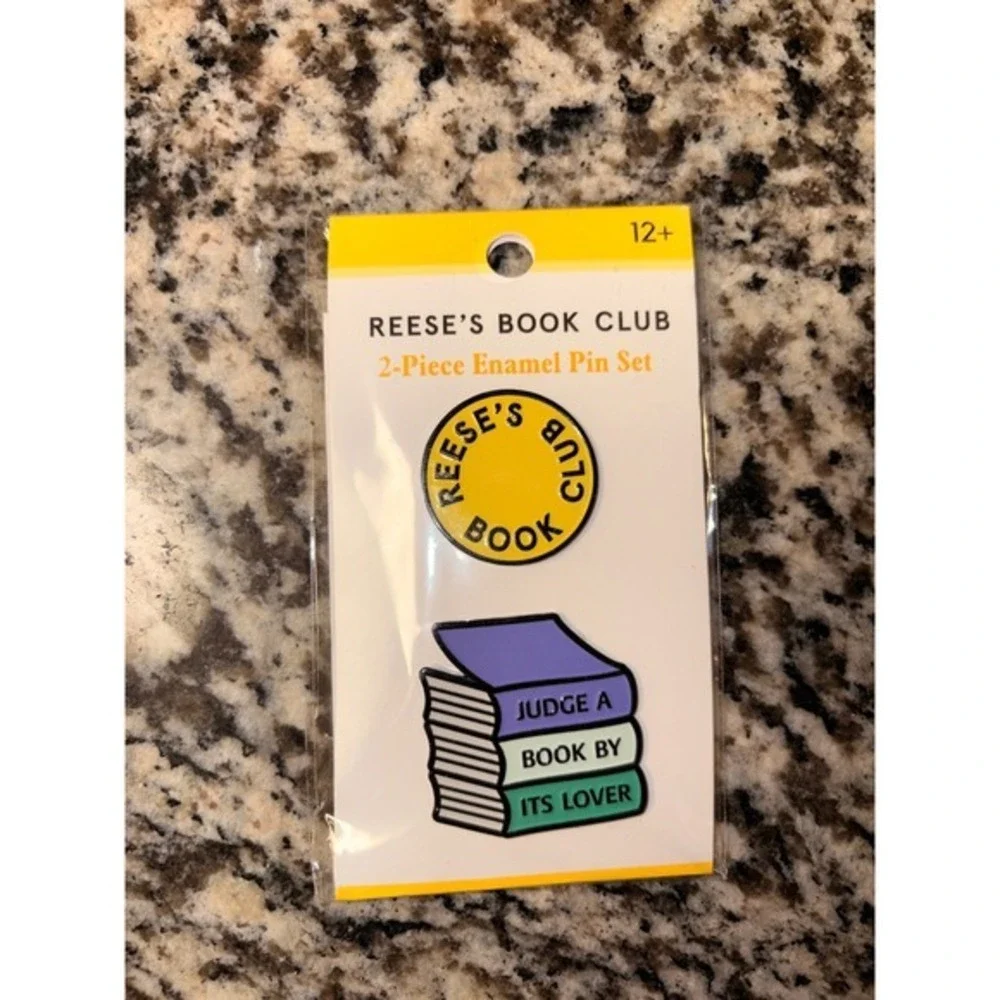 Reese's Book Club 2-Piece Enamel Pin Set Yellow Logo & Book Stack Pins NEW
